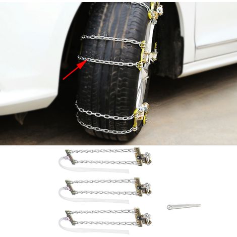 Lot de 3 chaînes à neige antidérapantes (235-285 mm) pour pneus de voiture, camion et SUV, idéales pour la boue, la glace et la neige en hiver. (1/5)