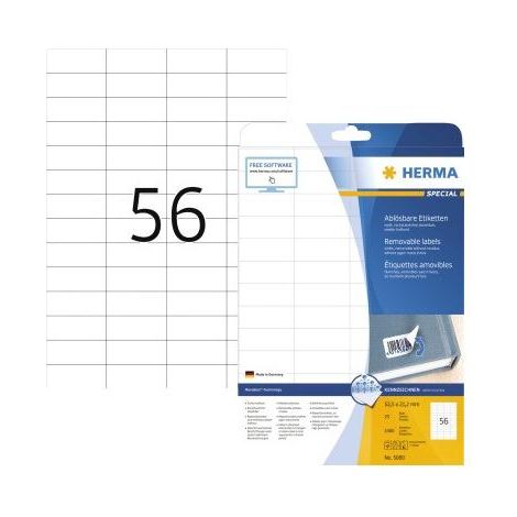 HERMA Etik. A4 weiß 52,5x21,2 mm ablösbar Papier 1400 St. (5080) (1/5)
