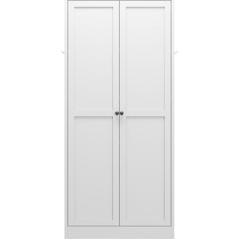 Armadio da cucina 70x35x155 cm in metallo bianco con ripiani salvaspazio (1/5)
