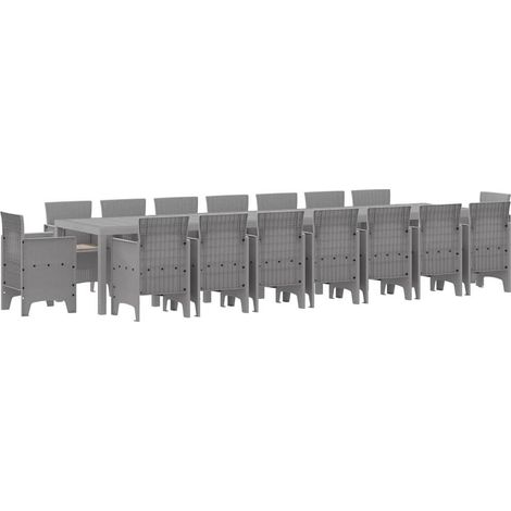 Maison Exclusive - Set da pranzo da giardino con cuscini 17 pz Grigio chiaro PP (1/5)