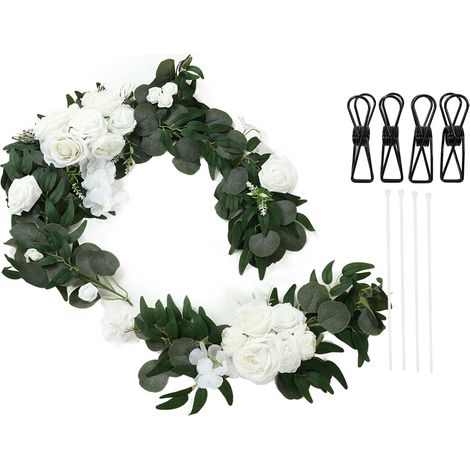 Lot de 2 décorations florales de mariage en forme de rose, réalistes, aux couleurs vives et inodores, pour une bienvenue parfaite (18063 BS). (1/5)
