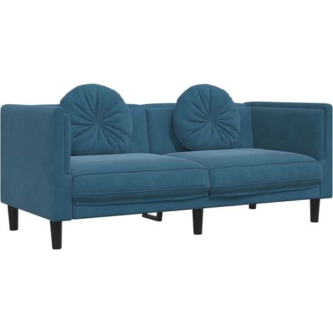 Canapé avec coussins 2 places,Sofa pour Salon,Banquette bleu velours CFW392753 (1/5)