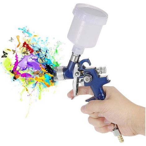 KKmoon HVLP mini 1.0mm airbrush gun – Gravity feed paint kit – Car touch-ups and creative projects – Compact and powerful design (1/5)
