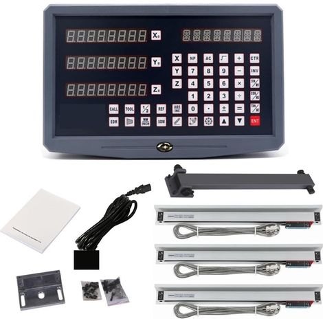 Échelle linéaire numérique SNS-3V Machine à tour de fraisage Drogue Kit de lecture numérique AC110 / 220 Et 3 pièces Codeur de déplacement à échelle linéaire 0-1000mm pour la machine de tour de fraisa (1/5)