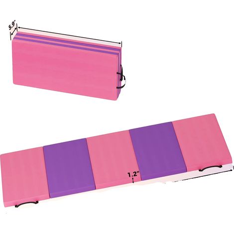 Tapis de gymnastique, design pliable portable, surface antidérapante, 5-fold-Rose (1/2)