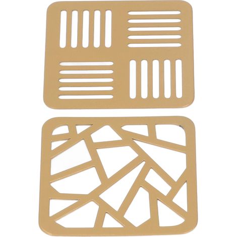 2 pièces Dessous de verre en Métal Doré Anti-chaleur Motif Rayures Géométriques pour Table de Bureau ou Bar (1/5)