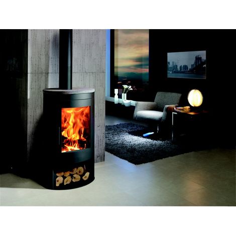 Kaminofen Oval 1 Stone, 8,7kW mit Holzfach, Energie Label A+