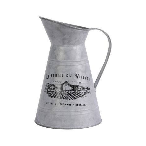 Cruche à lait métal effet zinc esprit cottage décoratif (1/3)