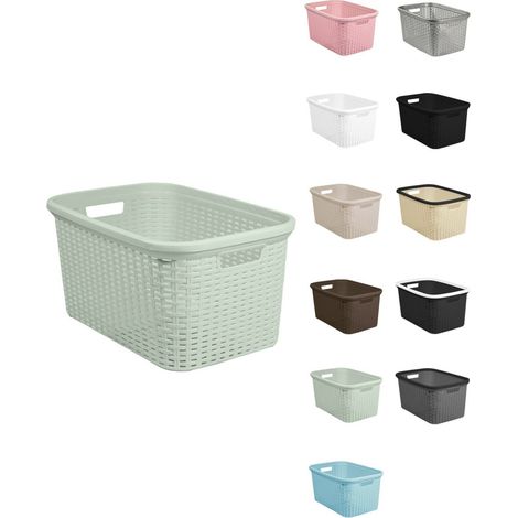 Cesta para la Colada 25 x 53 x 36 cm - Cesto ropa sucia – Cesta Rectangular con Asas diseño Mimbre (1/5)