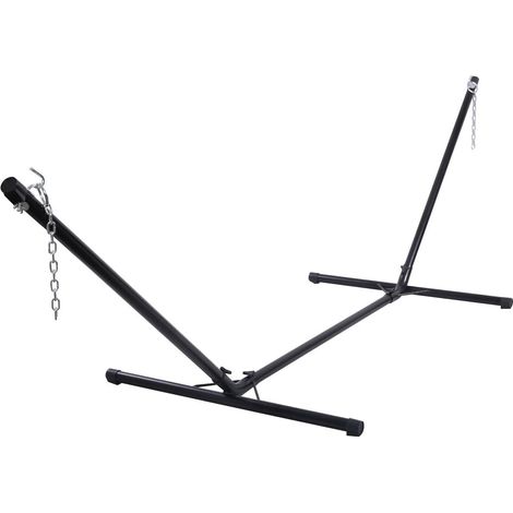 Costway – Support de hamac en métal 325 x 100 x 106 cm – Charge 150 kg – Réglable avec crochets – Pour intérieur et extérieur – Acier robuste noir