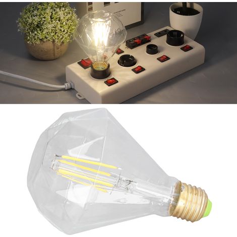 Lampe à filament LED rétro Edison à tête plate en forme de diamant, 4000K, lumière neutre, culot E27/E26, style antique créatif (1/5)