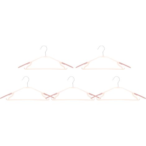 Cintres En Plastique - Design Antidérapant - Pour Armoire Et Magasin - Lot De 5 Pièces - Rose (1/5)