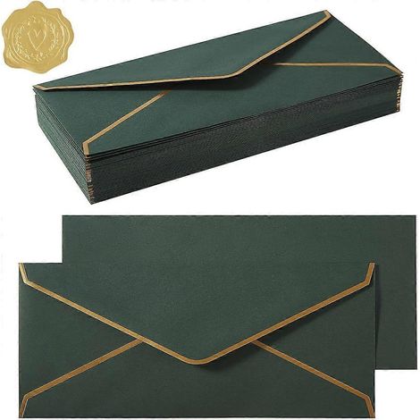 Paquet de 100 enveloppes commerciales n° 10 à bordure dorée, enveloppes standard auto-adhésives (1/5)