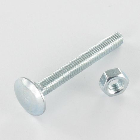 Boulon (vendu avec Ecrou) TRCC JAPY tête ronde collet carré M12X160 Filetage total Acier zingué-1 pièce (1/2)