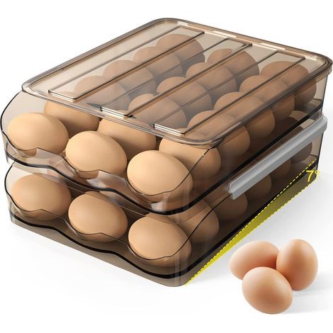 Double Layer Storage Fridge Egg Box with Lid 36 Eggs With Tilt Angle Automatic Filling (1/5)