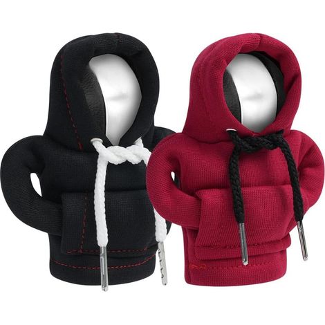 Housse de levier de vitesse, 2 pièces, couvre-manette de vitesse, manchon décoratif (noir, rouge) (1/5)