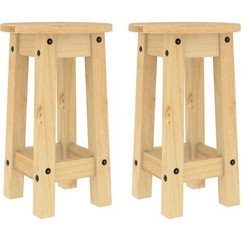 Lot de 2 Tabourets de bar,Chaise haute,Tabouret Haut bois massif de pin CFW49866 (1/5)