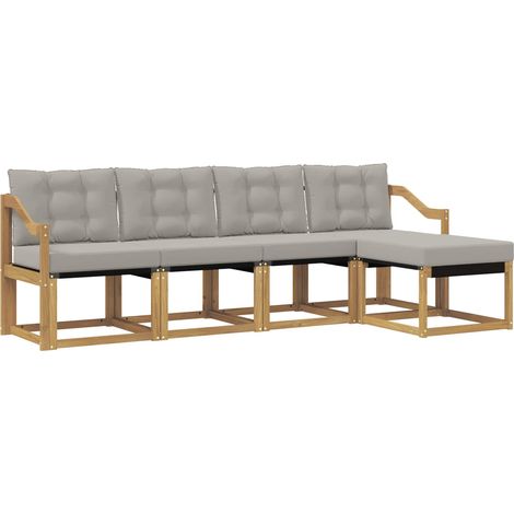 Set di divani da esterno 5 pz Bianco e Grigio Chiaro vidaXL