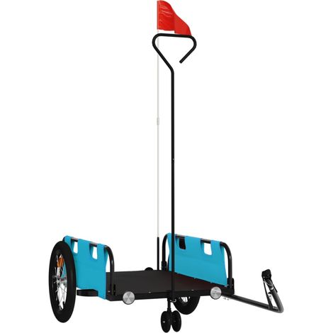 Remorque de vélo bleu tissu oxford et fer (1/5)