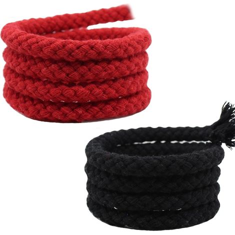 Lot de 2 rouleaux de ficelle en coton, 10 m, 8 mm d'épaisseur, noir/rouge (1/5)