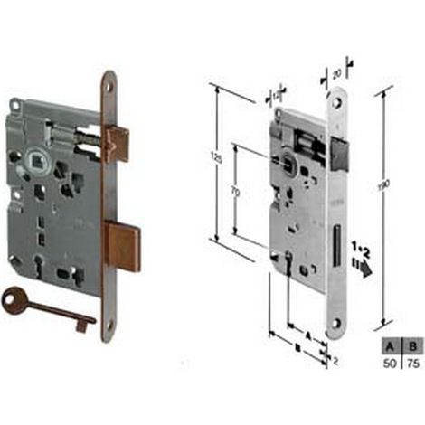 2PZ SERRATURA BUSSOLA RIDOTTA INFILARE BORDO TONDO BRONZATO mm50 bordo acciaio