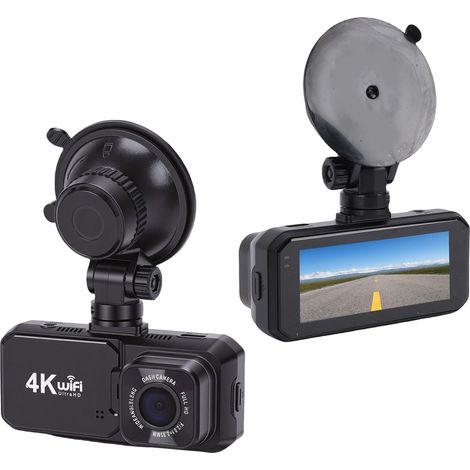 Caméra Embarquée Double, Avant 4K, Arrière 1080P, Écran 3 Pouces, WiFi, Contrôle Via Application Mobile, Détection De Collision, Enregistrement en Boucle, Mode Parking (1/5)