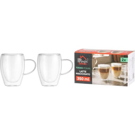 MagicHome Latte Macchiato Tasse für Kaffee/Tee, Thermo mit doppelter Wandung, 350 ml, Pkg. 2 Stk (1/4)