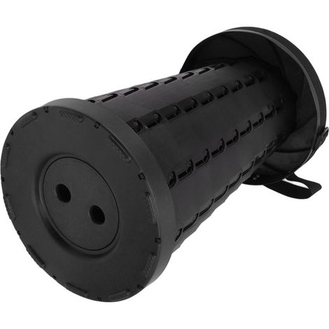 Teleskophocker, robust und langlebig, aus ABS/PP-Kunststoff, mit hoher Belastbarkeit, tragbar und stabil, faltbar, geeignet zum Angeln, Campen und Reisen, schwarz und grau. (1/4)