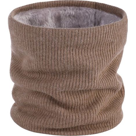 Cache-cou, écharpe chauffe-cou d'hiver, coupe-vent, élastique, doublure en maille douce et épaisse, 21 x 24 cm, kaki (1/5)