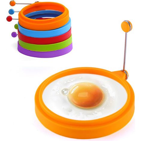 5 moules à œufs en silicone antiadhésifs, anneaux parfaits pour œufs au plat, crêpes, sandwichs petit-déjeuner, ustensiles de cuisine