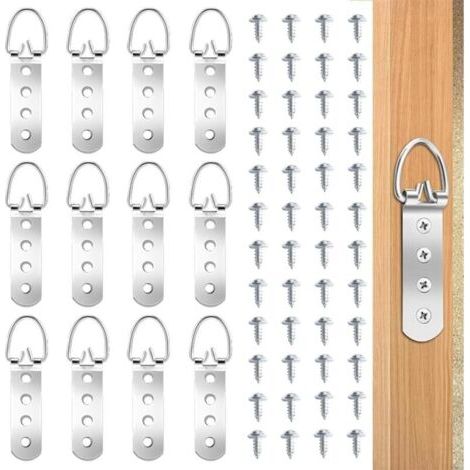 Lot De 12 Cintres Pour Tableaux Lourds Avec Anneau En D Pour Miroir, Avec 48 Vis 4 Trous Robustes Pour Suspendre Des Cadres D'Œuvres D'Art (1/4)