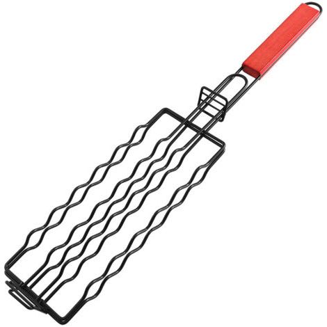 Filet de barbecue à saucisses amovible, gril de barbecue à Hot - dog à manche en bois, BBQ antiadhésif barbecue clip (1/5)