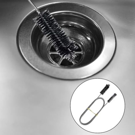 Brosse de Nettoyage Flexible Noir, 155cm Brosse à Tuyau Double Extrémité, Outil de nettoyage fin pour trou de vidange (1/5)