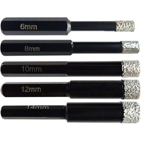 Forets Diamant Sec à Queue Hexagonale 2 Pièces 12mm Brasé Sous Vide Scie Cloche pour Tuile Céramique Marbre Granit-Lefou (1/5)