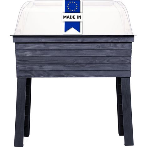 Graf – Carré potager sur pieds avec serre – Dimensions 75 x 37 x 87 cm – Plastique recyclé 100 % – Couvercle de germination inclus