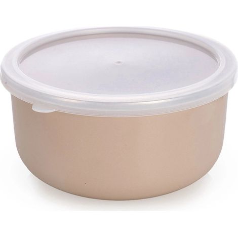Enamel-Coated Steel Bowl with Lid, Beige, 1.3L, 16.5 cm (1/5)