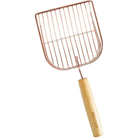 Pelle à litière pour chat, profonde, en acier inoxydable, design ergonomique, manche en bois
