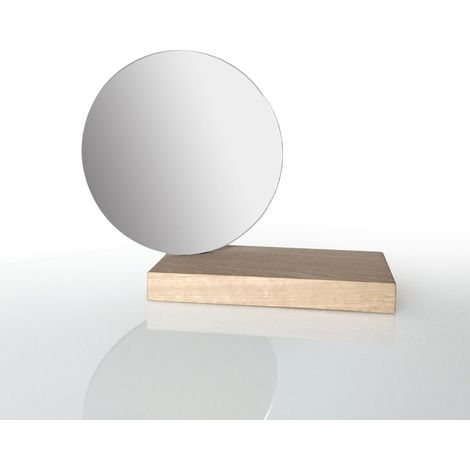 Specchio da tavolo design minimal in rovere per trucco