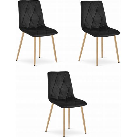 Sedia Libra - velluto nero / gambe color legno x 3 (1/5)