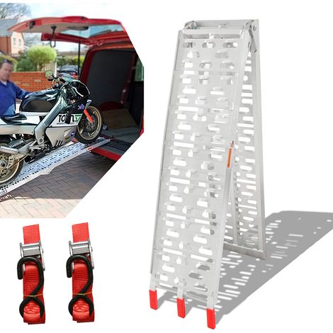 Randaco Rampa de carga de aluminio Rampa de acceso plegable y antideslizante para motocicletas de hasta 340KG