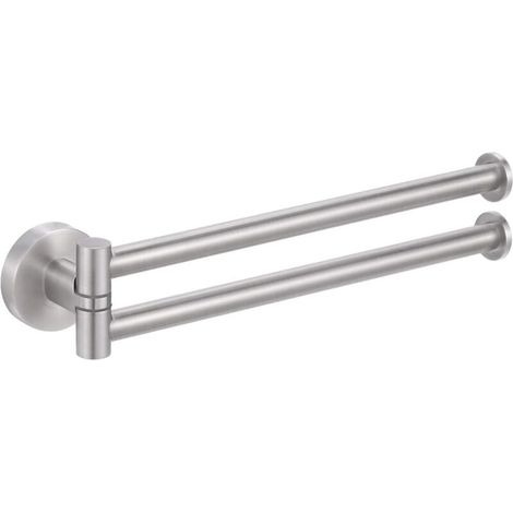 Swivel Towel Holder Kitchen Towel Rack SUS 304 Stainless Steel Towel Bar Two Arms 180° Swivel Wall Mount Brushed, MUMU (1/4)