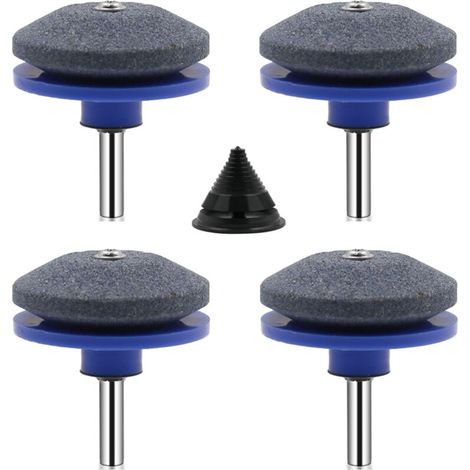 4-teiliges universelles Rasenmähermesser-Schärfset, Rasenmähermesser-Schärfzubehör mit 1 Messer-Auswuchtset (Blau)