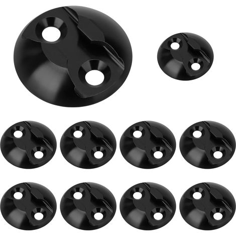 Sollbry Lot de 10 Plaques D'arrimage de Rail D'aviation, en Aluminium, pour Sécuriser la Charge, pour Camion, Camping-Car, Bateau à Vapeur (Noir, Diamètre 44 mm) (1/4)