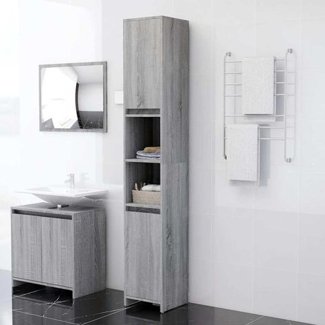 vidaXL Armadio Bagno Rovere Grigio 30x30x183,5cm Legno