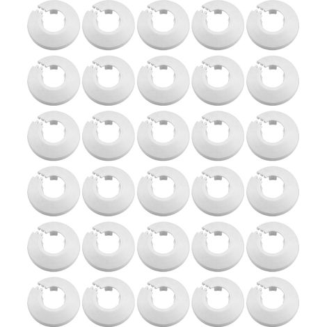 Lot de 30 rosettes simples pour tuyau de chauffage, cache-tuyau, rosace de recouvrement, pour radiateurs, blanc (22 mm) (1/5)