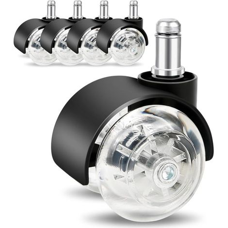 Pack 11mm x 22mm Office Chair Casters - Smooth & Quiet Gaming Chair Wheels - Swivel Chairs (1/5)
