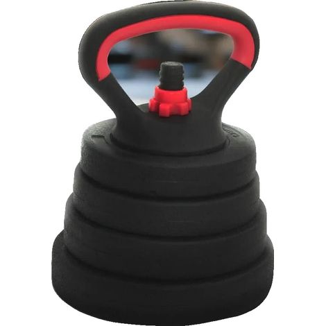 Mancuerna tipo kettlebell, versatilidad 4 en 1, peso ajustable, color verde militar. (1/2)