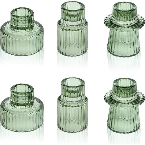 Set mit 6 Glaskerzenhaltern, 2-in-1 transparente Teelichthalter, Kerzenständer für gerade Kerzen, kleine Kerzenhalter (1/5)