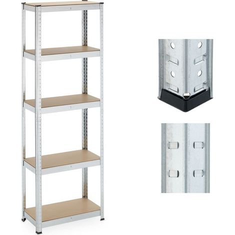 Étagère à charge lourde 180 x 60 x 30 cm Acier galvanisé Charge max 500 kg 5 niveaux réglables Montage sans vis (1/5)