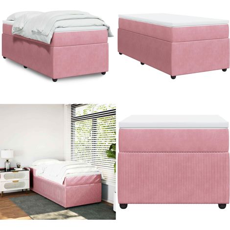 vidaXL Sommier à lattes de lit avec matelas Rose 90x190 cm Velours